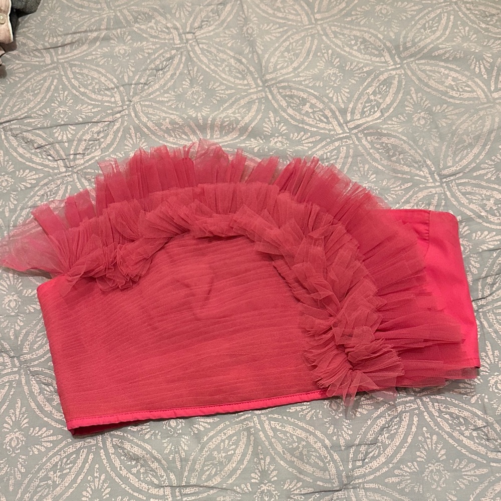 Ranna Gill Tulle Hot Pink Tube Top